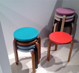 "[Artek's] Aalto stools in their springtime outfits."  Search “artek stool 60 anniversary edition” from ICFF: Day One