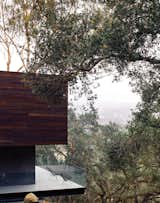 Just as the barn was extended and cantilevered over the sloped site, so too was the deck off the kitchen, which juts out toward the oak grove. “There are 125 coast live oaks on the property,” says Walker. “They’re beautiful trees, so why not exploit that?” See more ways to use oak in your home.