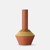 Element Vessel Terra-Cotta by Vitamin. Made in the United Kingdom from slip-cast terra-cotta, oak, and cork, the Element Vessel works as a vase, decanter, or sculptural object.
