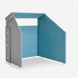 Focus divider by Tengbom for Offecct. Meant as a temporary haven for an open office plan, this structure improves upon the old cubicle model with a clerestory window and a laminated felt interior.