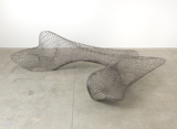 The molten stainless steel parts of the Dragon bench are printed mid-air using the MX3D printer that Laarman created. Photo by Andrew Bovasso; courtesy of Friedman Benda and Joris Laarman.