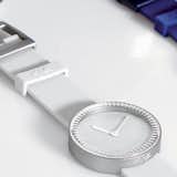 The Bottle Analog Watch from Nava Design is an inspired wristwatch, modeled after a glass bottle. A monochrome design, the watch strap coordinates with the watch case, lending a consistent look to the accessory. The watch case is designed like the base of a glass wine bottle, as is evidenced by the 60 carefully placed raised notches on the round acrylic acetate case.
