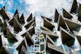 The 2005 VM apartment complex in the Ørestad district, designed by PLOT, takes its name from the shapes of the two plans: While the M balconies are flush with the building’s facades, those covering the V structure jut ominously like shark’s teeth.