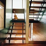 The stairway to the office loft is lit by translucent windows insulated with Nanogel.