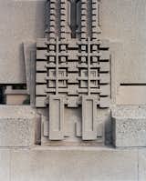 An exterior detail of Frank Lloyd Wright’s Hollyhock House. The house was designed for the daughter of local oil magnate William Barnsdall in 1921.