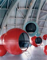 Conix Architecten of Antwerp, Belgium, were responsible for the renovation of the Atomium’s interior, which includes these atomlike seating pods.