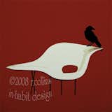 FourcrowsArt A mom in Indiana paints beautifully simple scenes of a crow perched on a single item against a solid background, be it an Eames La Chaise or Louis Poulsen Artichoke light, among others.  Photo 2 of 6 in Eames Art on Etsy