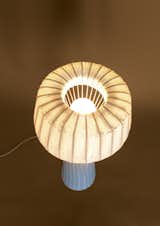 A woven-plastic lamp, from the La Feliz series by Federico Churba and Patricio Lix Klett.