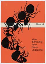 Neocid was another pesticide Geigy sold. Karl Gerstner's poster is from 1953 and tells customers that Neocid is "A gate for house pests!"