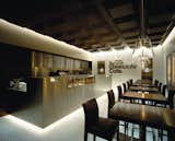 At the 100% Chocolate Café the traditional shape of chocolate bars suspended from above creates the witty reverse relief of a classically coffered ceiling.  Search “marcie-blaine-chocolates.html”