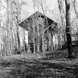 The sculptural, exposed timber lines of Jones' Thorncrown Chapel in Eureka Springs, Arkansas were completed in 1980. Photo by Meghan Duda.