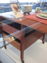 Museum staff at SFO put together this dining cart based on the specifications from the original DIY guide by Russel Wright, written for people to be able to fabricate their own furniture at home.