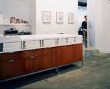 Florence Knoll credenzas, with laminate tops designed by the architects, form a unique work station in the office.