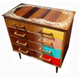 Margate Drawers, a re-veneered circa-1950s chest-of-drawers with drawings of the Margate seaside screened atop.
