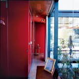 The red acrylic hallway.