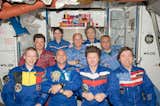 Crew members on the ISS pose for a group photo following a joint crew news conference in the Harmony node of the International Space Station. Pictured from the left (front row) are European Space Agency astronaut Frank De Winne, Expedition 20 flight engineer and Expedition 21 commander; spaceflight participant Guy Laliberte; Russian cosmonaut Gennady Padalka, Expedition 19/20 commander; and NASA astronaut Michael Barratt, Expedition 19/20 flight engineer. From the left (middle row) are Russian cosmonaut Roman Romanenko, Expedition 20/21 flight engineer; NASA astronaut Jeffrey Williams, Expedition 21 flight engineer and Expedition 22 commander; and Russian cosmonaut Maxim Suraev, Expedition 21/22 flight engineer. Pictured on the back row are NASA astronaut Nicole Stott and Canadian Space Agency astronaut Robert Thirsk, both Expedition 20/21 flight engineers. Photo taken October 5, 2009.

Courtesy of NASA