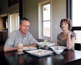 At their dining table, the Moumings enjoy the fruits of Joanna’s passion 

for cooking and Geoff’s passion for growing.