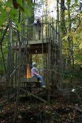 &quot;The girls use it all the time,&quot; Stubb says. &quot;There are ropes tied to it and they climb the rope ladder or use a swing to climb down into the adjacent ravine. Abigail plays house and makes food with mud and leaves.&quot; Abigail isn't the only one serving up a meal in the house: Laurie and Peter have been able to enjoy drinks and entertain guests out there, too.Photograph courtesy of Laurie Stubb.