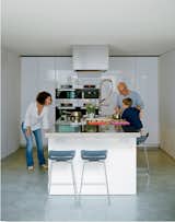 Bruce and Kirsty loved the idea of a kitchen island rather than traditional work surfaces around the walls. Bruce fancies himself a chef and hates to have his back to everyone when he’s cooking. This island, from the Boffi LT line designed by Piero Lissoni, allows guests to gather around for impromptu sushi rolling or casual breakfasts.