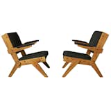 A pair of chairs designed by Bo Bardi out of peroba rosa wood in 1951, currently part of Noho Modern’s collection. "She is the single most important architect and designer behind Oscar Niemeyer," says Thomas Hayes, co-owner of Noho Modern, a gallery specializing in modern and contemporary Brazilian design. "Her work hasn’t even begun to be appreciated at the level it deserves."