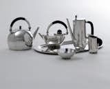 A coffee and tea set by Marianne Brandt, who was a German painter, sculptor, photographer, and designer who became the head of the metal workshop at the Bauhaus in 1928.&nbsp;