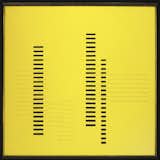Skyscrapers on Transparent Yellow, Josef Albers, circa 1929, sandblasted flashed glass with black paint, 13 3/8 x 13 3/16 inches, 34 x 33.5 centimeters.