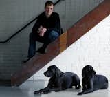 Kansas City, Missouri, architect Matthew Hufft with his dogs, Blue and Coltrane.