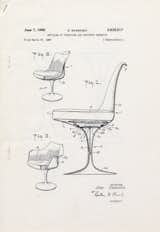 Patent drawing for pedestal chairs (1960) by Eero Saarinen, on display at the Museum of the City of New York through January 31, 2010. Image courtesy of the Eero Saarinen Collection at Yale University and the Finnish Cultural Institute in New York.  Photo 3 of 15 in Events this Weekend: 1.28-1.31