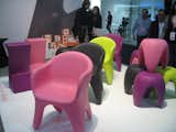 Seen here is a collection of Roto-molded Furniture, by Karim Rashid—lots of form and lots of color.