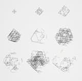 Paul Brown's plotter drawing "BIGDIM / 0 10 10 0 0 0 / 200,120 / 11,969" is an intricate progression and deconstruction of geometric shapes. 1979, from Digital Pioneers.