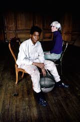[Another shot of Andy Warhol and Jean-Michel Basquiat, shot in 1984.]