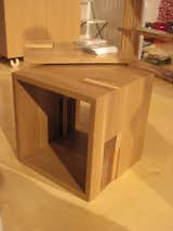 The aptly named Scrappers nesting tables are "scrap wood, toned down," explains designer Michael Iannone. He uses FSC-certified wood for the frame, and insets reclaimed pieces to create each unique pair.