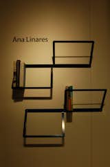 Industrial designer Ana Linares exhibited her powder-coated steel Duo bookshelf. It's available in black, silver or blue.