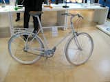 Back on the floor of the ICFF, PUBLIC bikes made cameos in a select number of booths. Here's a white Public D with a rear bicycle rack. The frame is a classic "double diamond."  Photo 5 of 13 in ICFF 2010: Design Ride Manhattan