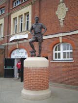 The Fulham Football Club grounds were between the Parson's Green home where I stayed and the house I went to visit. The stadium is right on the Thames and nestled nicely into a residential neighborhood. Ah to walk out the door and wander down to catch a soccer match. This statue is of Fulham great Johnny Haynes. American Clint Dempsey is the star now. We'll see how Clint fares in the World Cup.  Search “fertile grounds” from A London Ramble