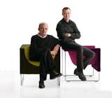 Jon Gasca, right, and his father, Jesús, pose with the two-toned Nube chair, which won a Good Design Award in 1998.