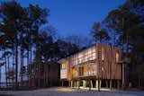 Loblolly House, Location: Taylor's Island MD, Architect: KieranTimberlake. Contemporary house on stilts in the pine trees by the Chesapeake Bay on the Eastern Shore.