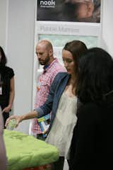 The Pebble infant mattress, part of the Nook Sleep Systems, was a popular Saturday spot. The mattress is extremely comfortable, nubby and smart: The asymmetrical pebble pattern is designed to increase airflow, a wool layer creates a nontoxic, fire-resistant barrier, an air layer increases ventilation inside the mattress, and a natural latex core ensures healthy durability. Its accompanying bed, with a storage area underneath, is a happy place for families to kick back during the show.