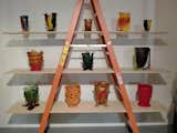 A ladder and delicately balanced ply became the setting for an array of Pesce’s vase designs, mostly from the 1990s.