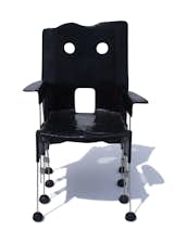 Pesce’s sketches for this Greene Street chair prototype, from 1984, reveal a self-portrait behind the “face” of the chair design.
