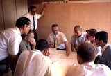 A. Quincy Jones holding a USC design class for fifth-year architecture students at the Barn in 1965. Photo courtesy of Metabolic Studio.