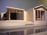 Misra and Pande created a tiny wood three-dimensional model of the addition, showing the relationship between the separate elements. At far left is the existing kitchen, and the jog between the two portions of the addition represents a pause between the new spaces. "We went thru a fair number of architectural models before we all decided upon this specific configuration," says Pande. Image courtesy Chinmaya + Apurva: Collaborative