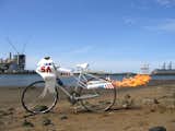 Jason "Jay" Brommel hacked this bike by attaching a propane tank and (illegal) fireworks to create the Rocket Bike.