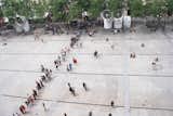 The line outside the Centre Pompidou on Sunday, August 1, reaching all the way across the sloped plain and nearly into the cafes and gelateries of Rue Saint-Martin.