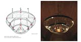 The Circular Chain Chandelier is made from over 100 meters of chain, with a salvaged copper ships' lamp in the center.