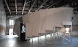 Berger&Berger designed 'ca va', a prefabricated movie theater with reference to physical deformations of acoustic compositions, as well as the meeting of films and their audience.