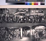 This lithograph, called People Work-Evening from 1937 by the American Benton Spruance shows the teeming urban hordes toing and froing both above ground and below.