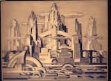 This drawing, Cityscape, from 1920 by the Belgian Edmond van Dooren imagines a future city all vertical towers and zipping lateral movement.