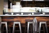 For the counter, Bleskacek and Siu collaborated with Mark Hamilton, co-founder of Hamilton and Schwarzhoff. "He had, lying around under all this dust, these 16-inch-long pieces of wood used to impart oak flavor into wine aged in stainless steel barrels much like tea sticks," Bleskacek recalls. "They're just throw-away pieces but we had them resurfaced, planed, and tongue and grooved." Hamilton used two-inch-thick marble for the counter (believe to have come from a former U.S. Postal Service office) and slate from an old school house for the sneeze guard. "I guess schools back in the day had really nice chalkboards," Bleskacek says. "It's not just painted on but solid slate."
