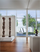 View of African Gallery and North Garden, West Building, North Carolina Museum of Art.